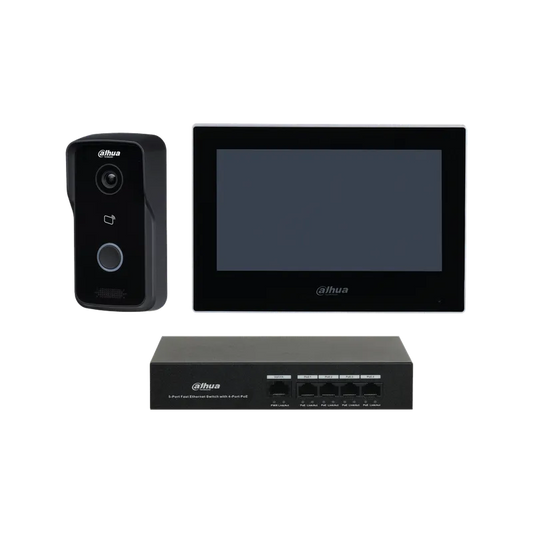 DHI-KTP03. Kit video portero monitor interior 7" VTO y Switch 4 interfaces