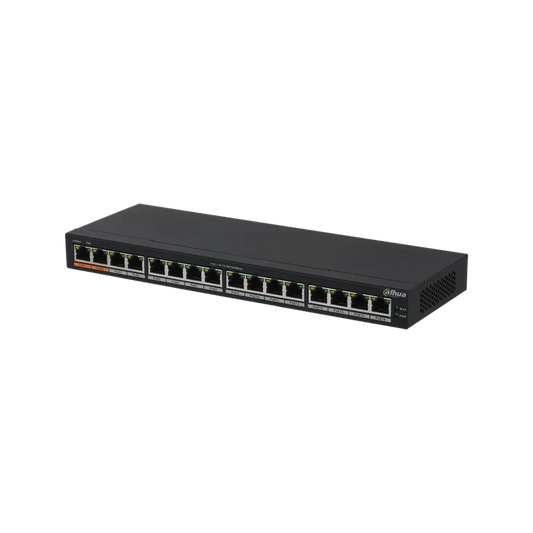 DH-PFS3016-16GT-190. SWitch PoE 16 puertos Gb 2 puertos Hi-PoE Standard, 190W.