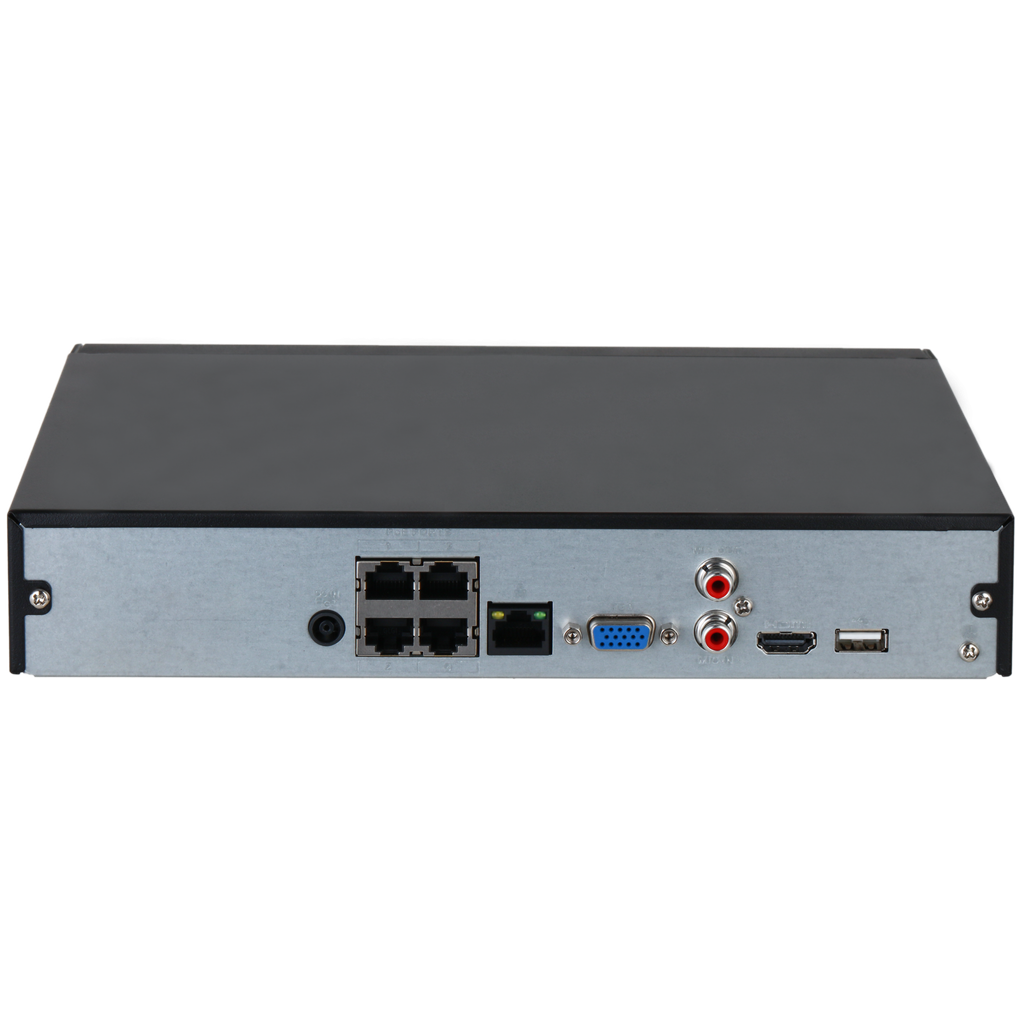 DHI-NVR2104HS-P-4KS3. NVR 4Ch Dahua. 4 puertos POE. SMD PLUS. 1HDD de hasta 20TB. Audio In/Out. Alar
