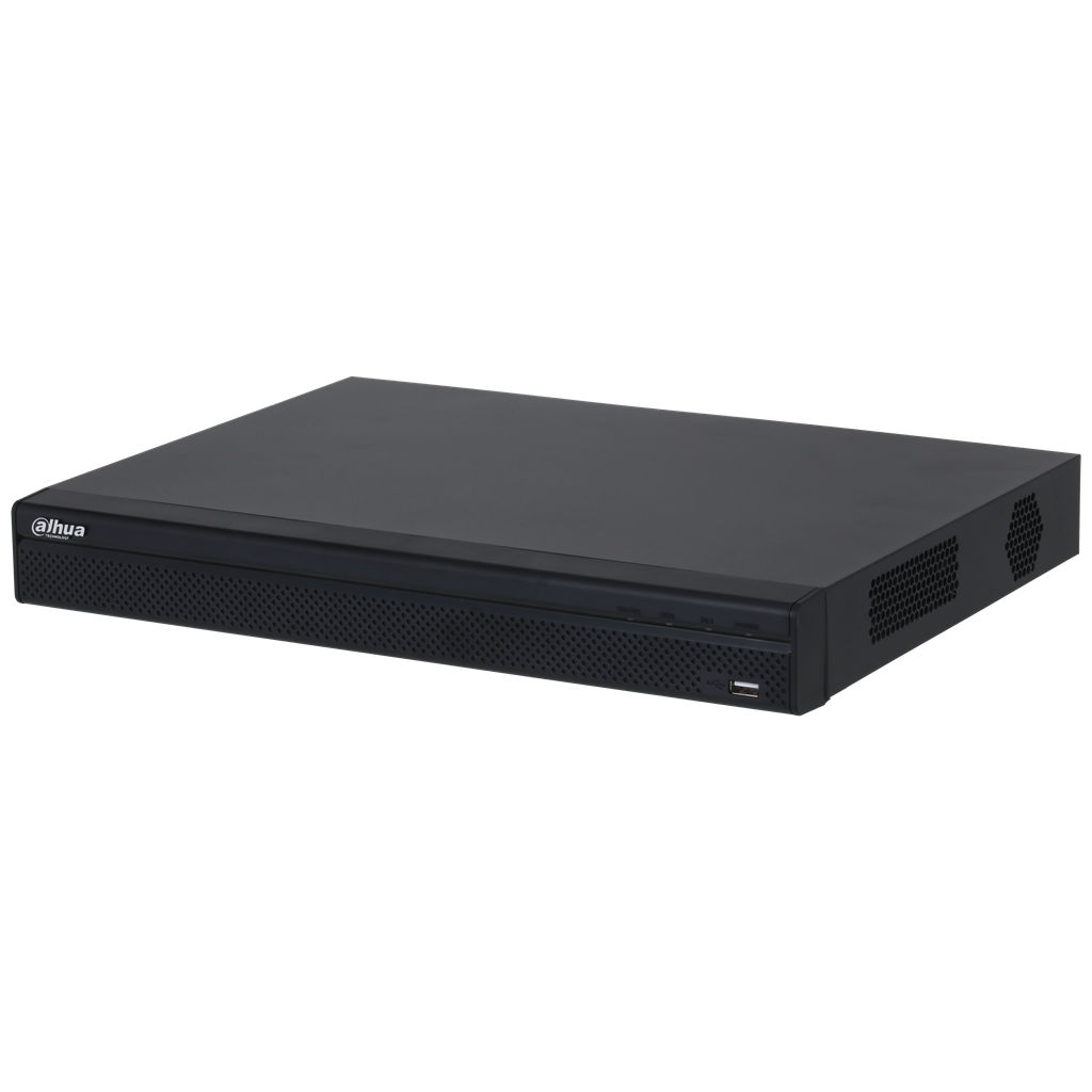 DHI-NVR4216-4KS3. NVR Dahua 16 canales soporta camaras hasta 12\tMP 2 HDD hasta 20TB soprota IA.