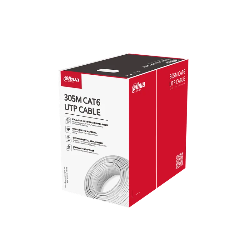 Cable UTP Categoría 6 Dahua Color Blanco Unifilar Caja 305 metros 100% Cobre DH-PFM920I-6UN-C.