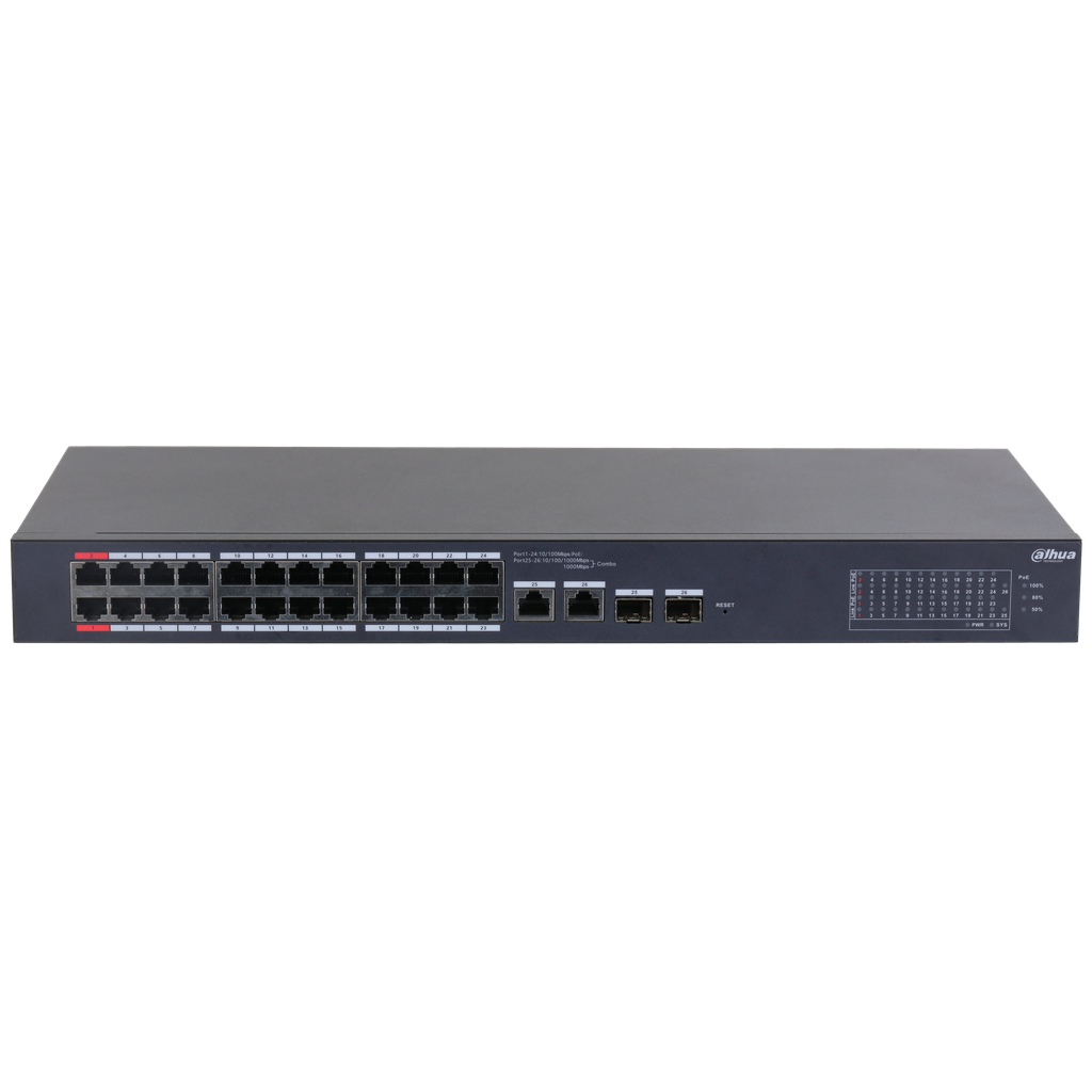 DH-CS4226-24ET-240. SWITCH 24 PUERTOS POE DAHUA. ADMIN CLOUD. LAYER 2. 4 PUERTOS 10/100/1000
