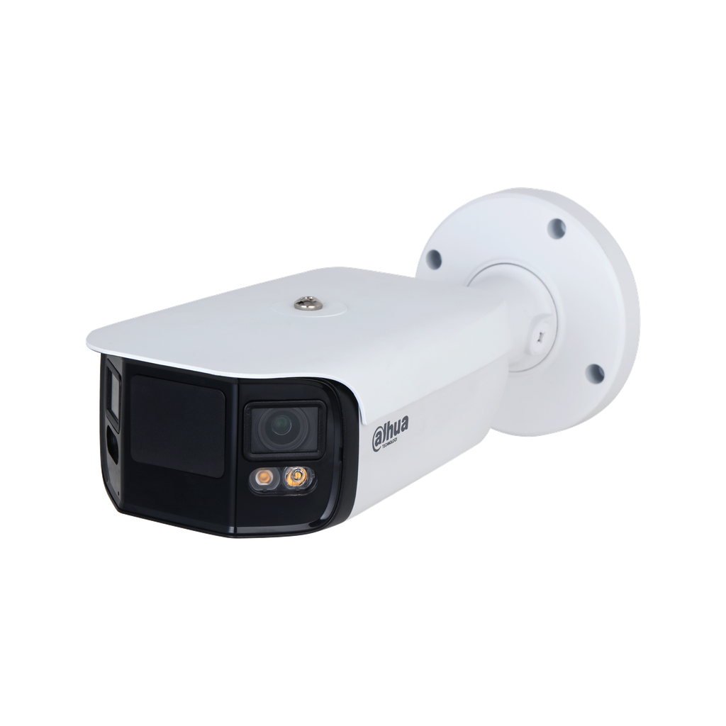 Cámara IP Dahua full-color doble lente 180° de 4MP cada lente IR DH-IPC-PFW5849P-A180-E2-ASTE-0360B.