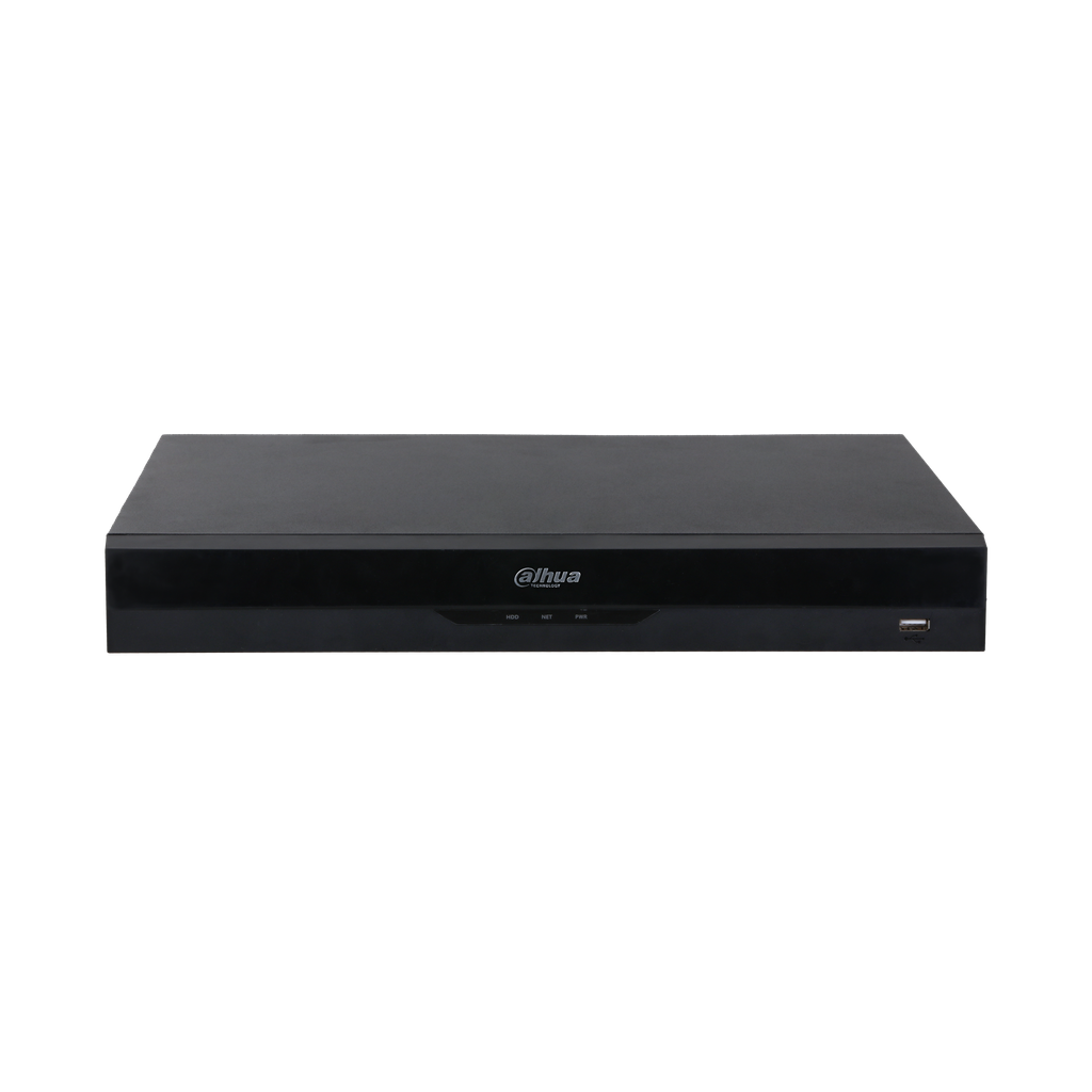 DHI-NVR5216-16P-EI. NVR Dahua 16 canales 16puertos PoE soporta 2 HDD hasta 16TB IA Perimetral protec