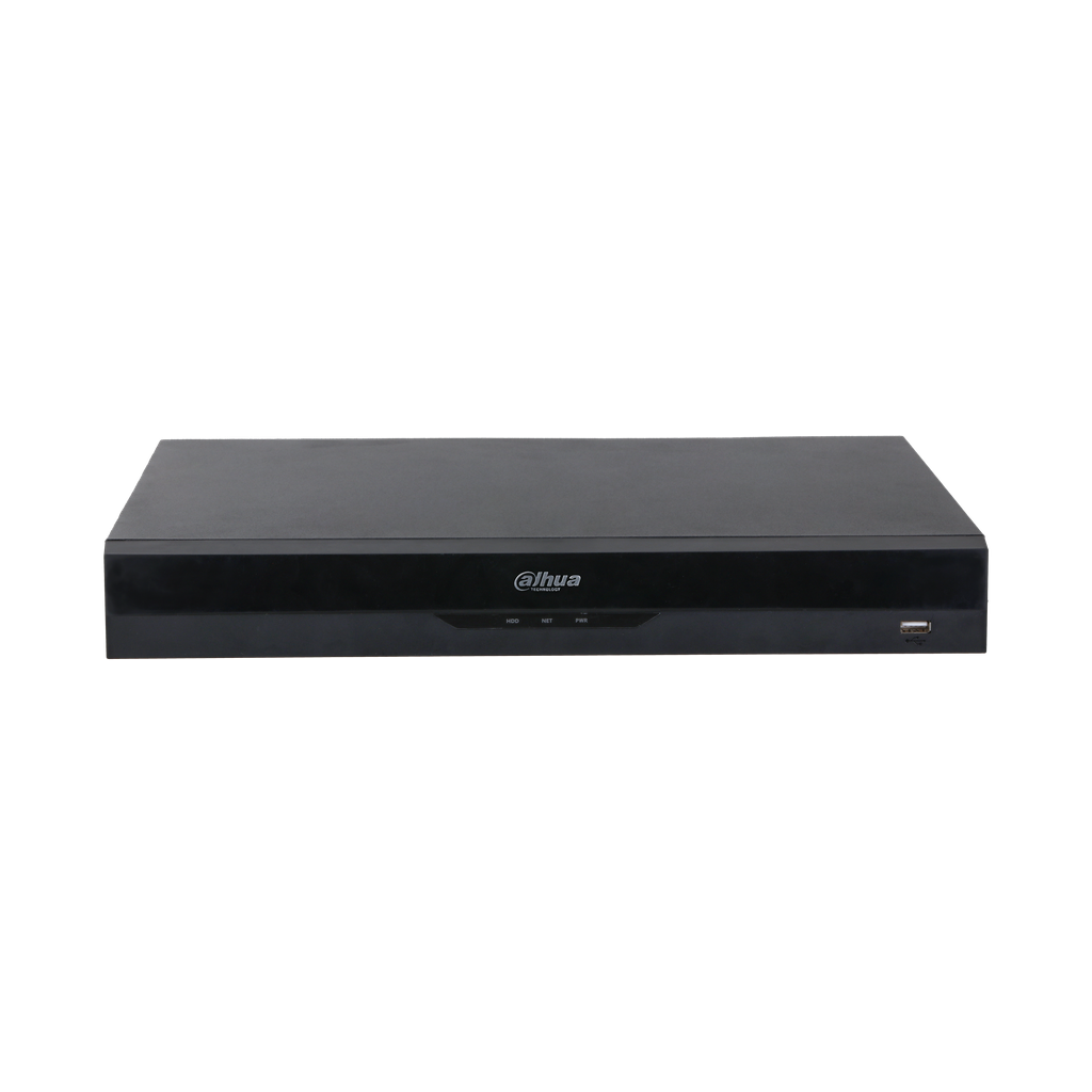 DHI-NVR5216-EI. NVR Dahua 16 canales soporta 2 HDD hasta 16TB IA Perimetral protecction ANPR, FD, FR
