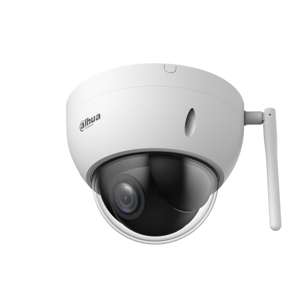 Camara IP Dahau mini domo PTZ Zoom optico de 4X 2MP IP66 IK10 soporta wifi sopor DH-SD22204DB-GNY-W.