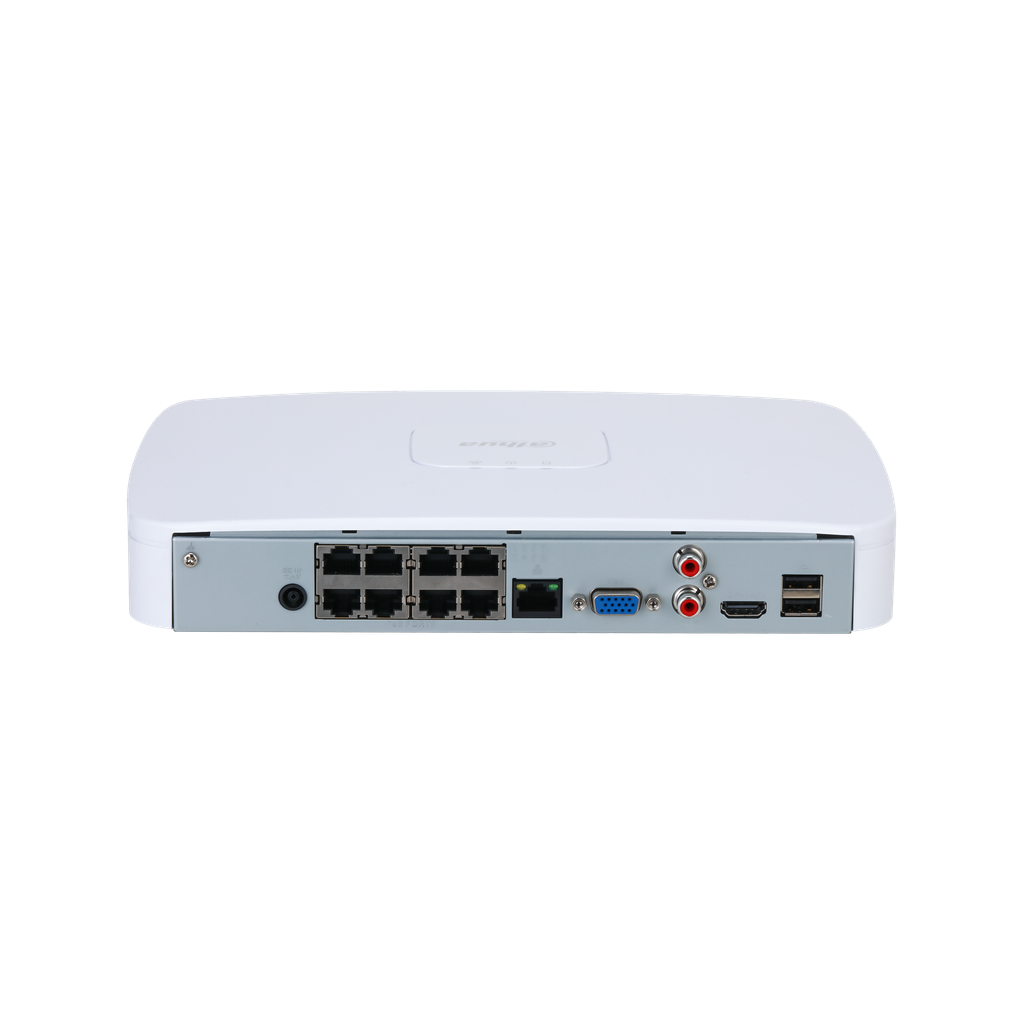 DHI-NVR2108-8P-S3. NVR 8 canales, 8 puertos PoE soporta 1 HDD hasta 16TB IA mediante camaras (soport