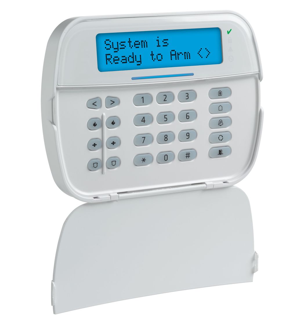 Teclado LCD Alfanumérico Cableado con Transceptor PowerG Integrado HS2LCDRF9N.