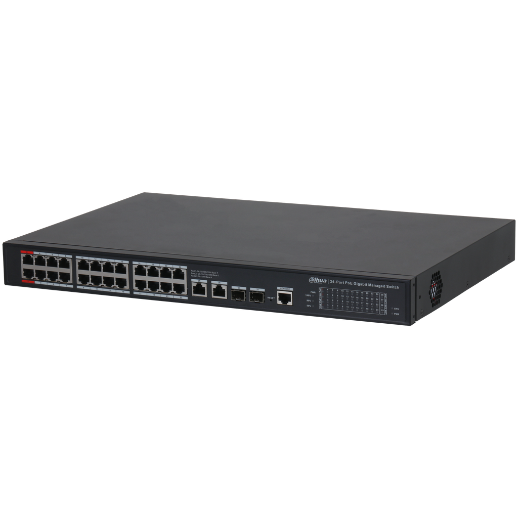 DH-S4228-24GT-240. Switch Dahua Admin 24 puertos GE PoE, 2 puertos GE + 2 puertos GE SFP 56 Gbps 41