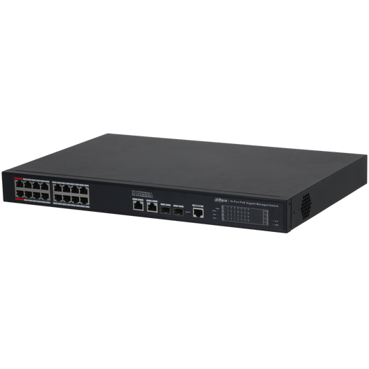 DH-S4220-16GT-190. Switch Dahua 16 puertos PoE Gigaethernet 2 Puertos Gigaethernet 2 puertos SFP 1Gb