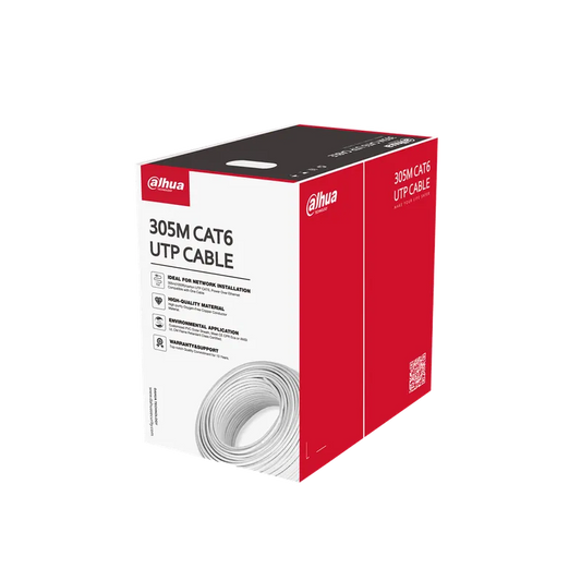 Cable UTP Categoría 6 Dahua Color Blanco Unifilar Caja 305 metros 100% Cobre DH-PFM920I-6UN-C.