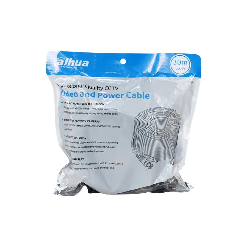 DH-PFM942I-30-5. ROLLO CABLE COAXIAL DAHUA CON AUDIO. 30 MTS.