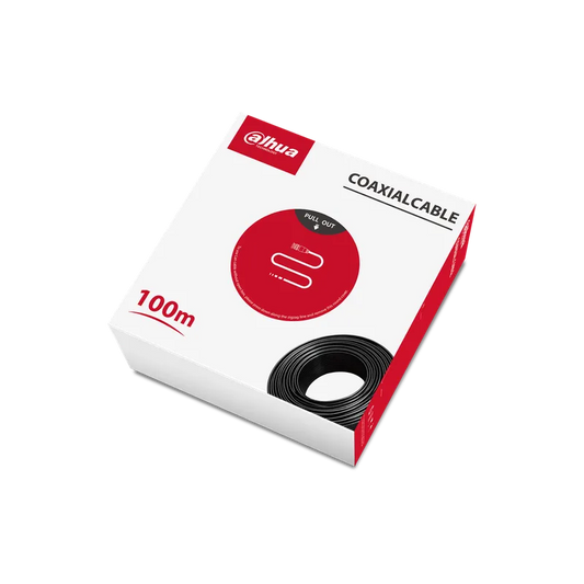 Cable Coaxial Dahua 100m RG59 100% Cobre 20AWG Color Negro Cobertura PVC DH-PFM930-59N-100.