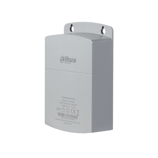 Adapatador de corriente 12V 2A Dahua water-proof de facil instalación. DH-PFM300.