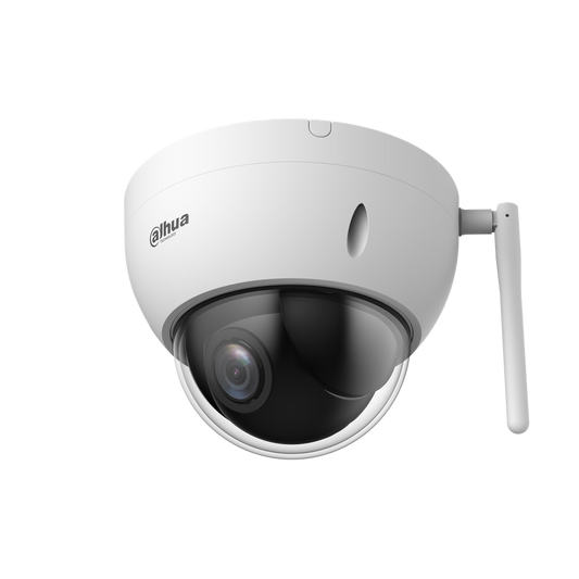 Camara IP Dahau mini domo PTZ Zoom optico de 4X 2MP IP66 IK10 soporta wifi sopor DH-SD22204DB-GNY-W.