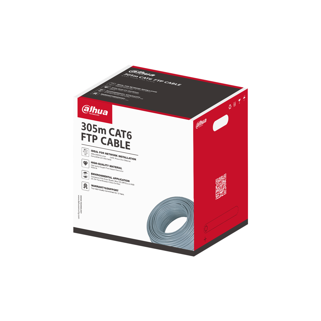 CAJA CABLE 305MTS. CABLE FTP CAT6 DAHUA. 100% COBRE. DH-PFM920I-6F-C.